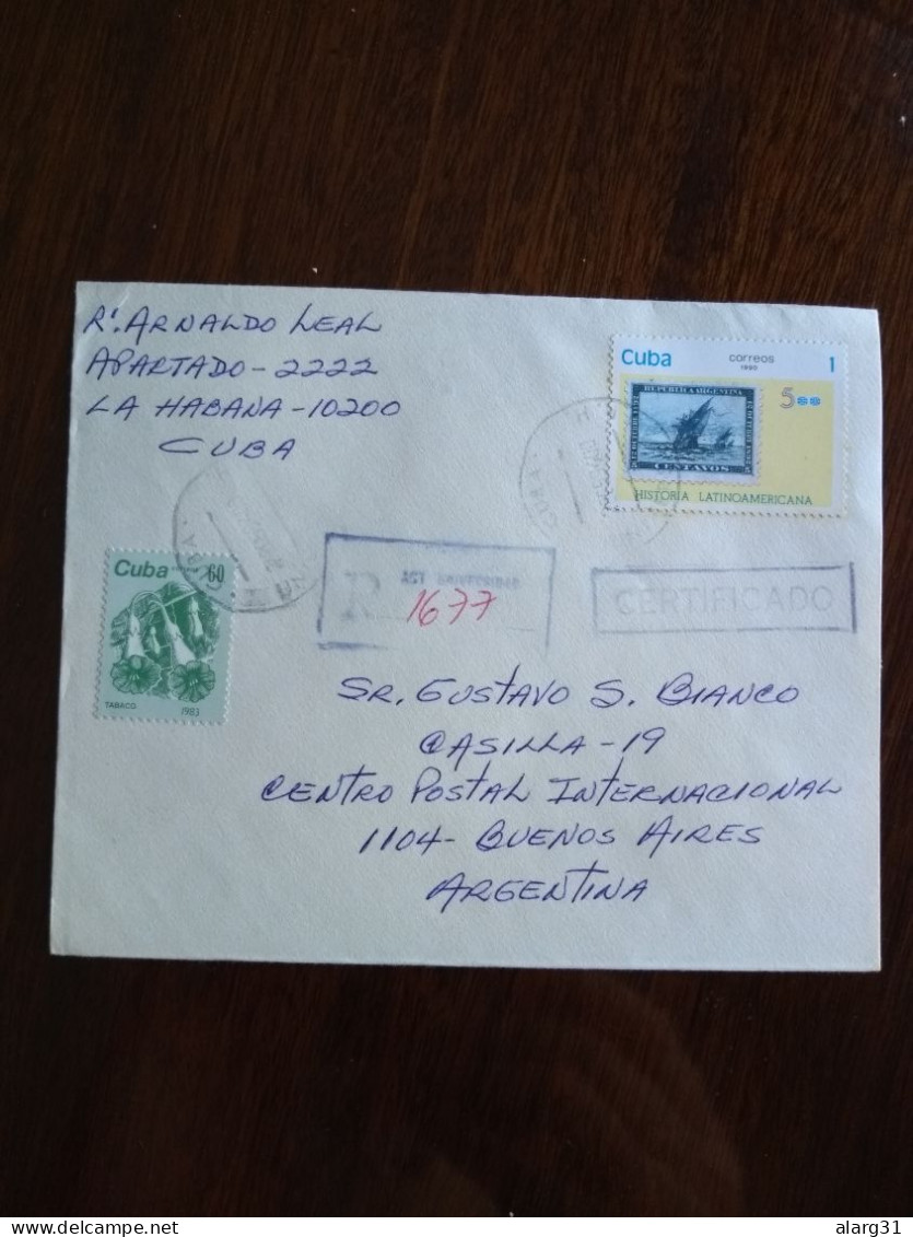 3 Reg Letter Cuba Argentina.flag.dress.1892 Colon.stamp.sarmiento.orchid.yv2960.3061.3059.e14 Reg Post Conmem 3+ Pieces. - Brieven En Documenten