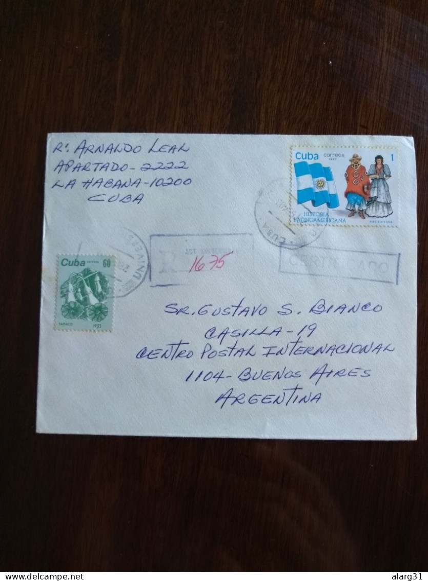 3 Reg Letter Cuba Argentina.flag.dress.1892 Colon.stamp.sarmiento.orchid.yv2960.3061.3059.e14 Reg Post Conmem 3+ Pieces. - Briefe U. Dokumente