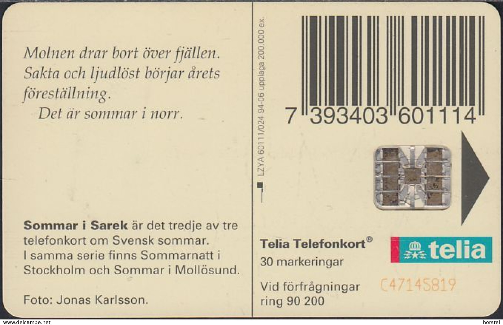 Schweden Chip 074  Summer In Sarek (60111/024) Red BN C47145819 - Svezia