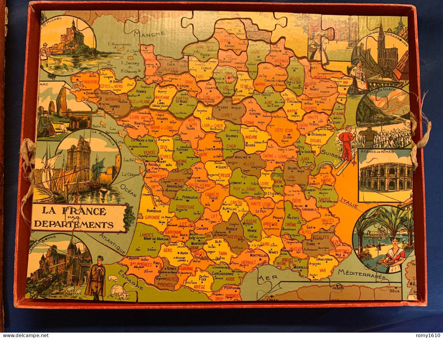 Ancien Atlas Géographique,  Complet. Puzzle  En Bois.  3 Planches -  Par G. Pauly - Toy Memorabilia