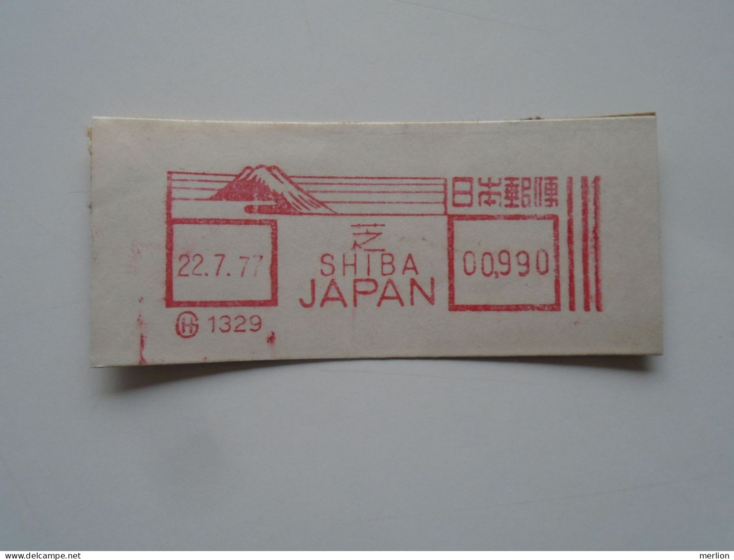 D200383   Red  Meter Stamp Cut- EMA - Freistempel  -1977  Japan   Nippon  - SHIBA - Autres & Non Classés