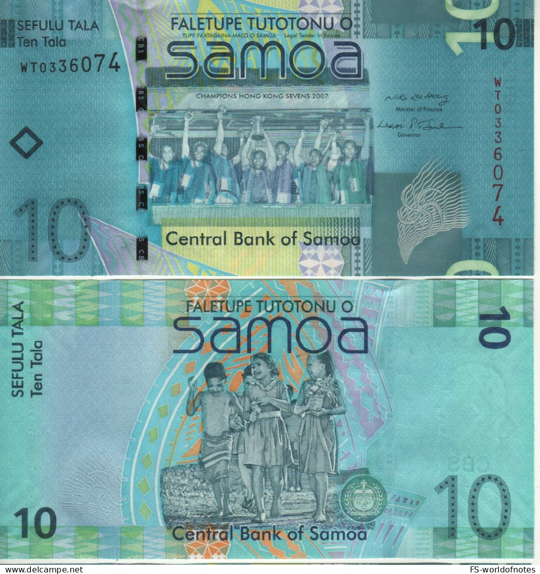 SAMOA  10 Tala  P39a   (2008)    " Rugby Team   At Front +  Children \t Back"   UNC - Samoa