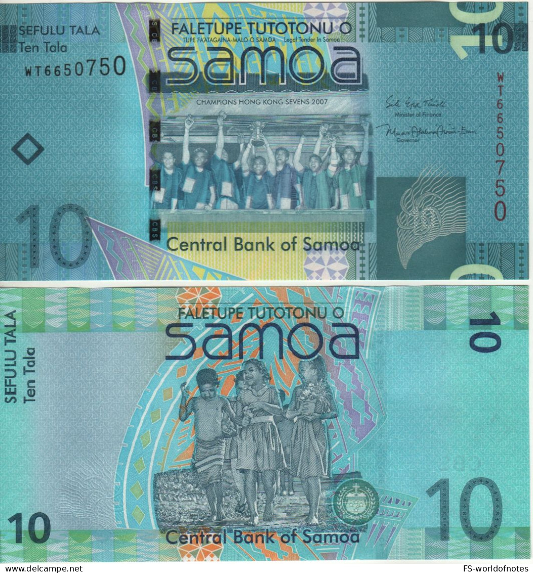 SAMOA  10 Tala  P39b   (2017)    " Rugby Team   At Front +  Children \t Back"   UNC - Samoa