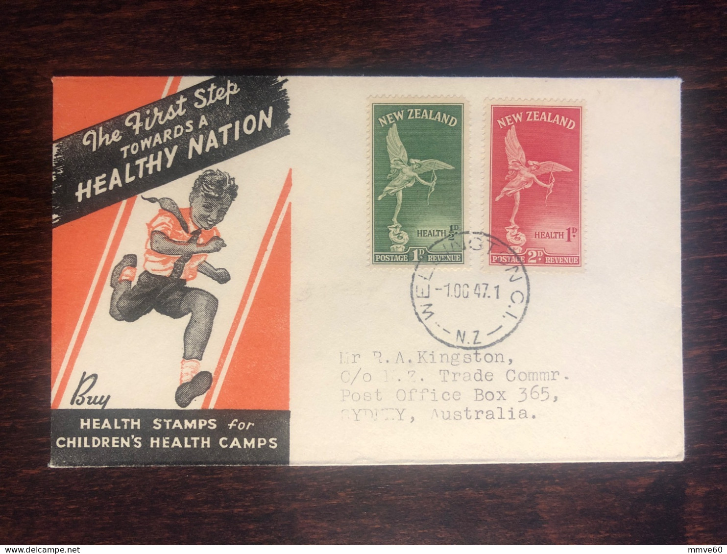 NEW ZEALAND FDC TRAVELLED COVER LETTER TO AUSTRALIA 1947 YEAR HEALTH MEDICINE - Storia Postale