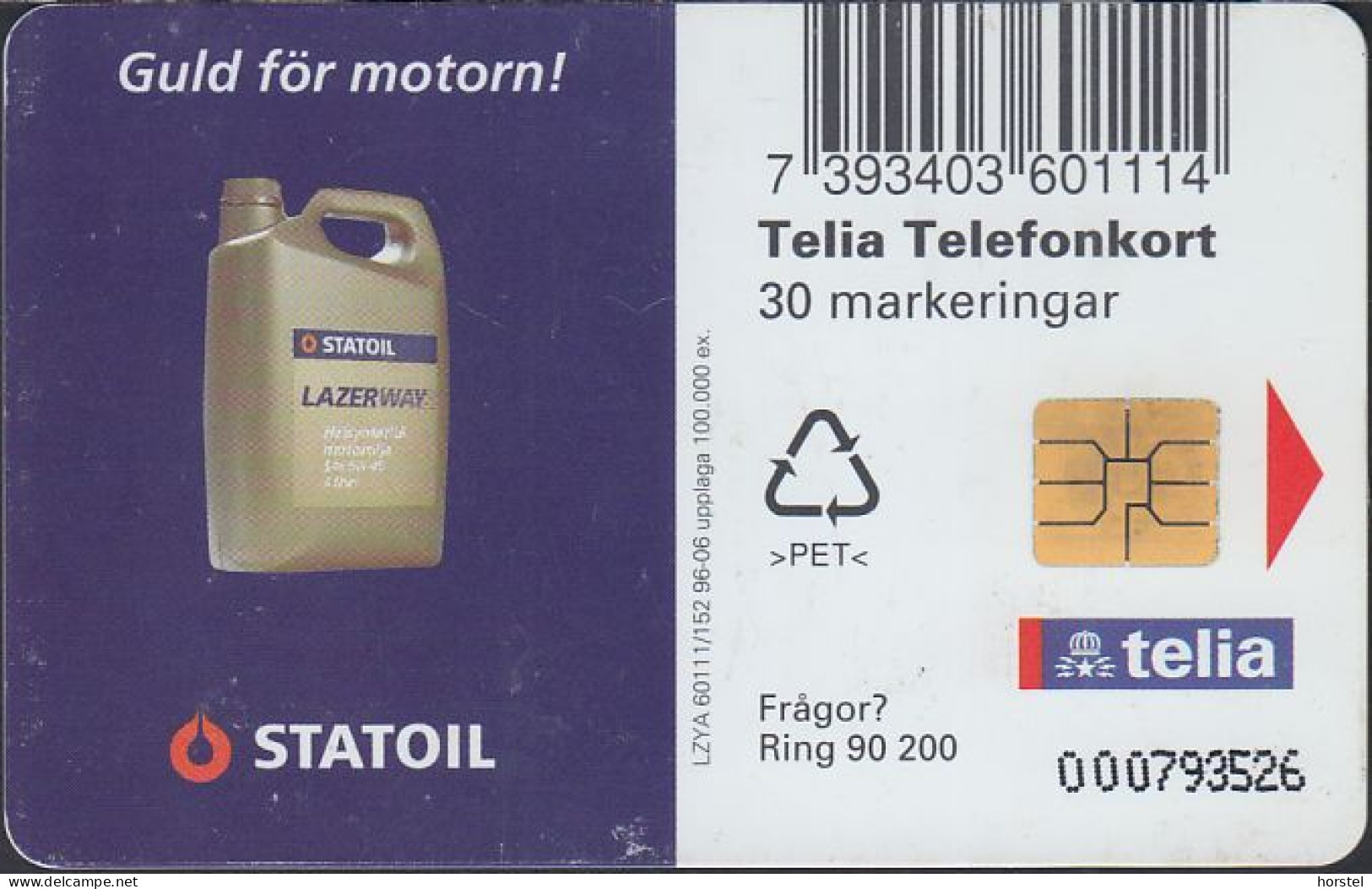 Schweden Chip 080B Statoil Petrol Station - Cars (60111/152) 000793526 - SO3 - 1996.06 - Suède