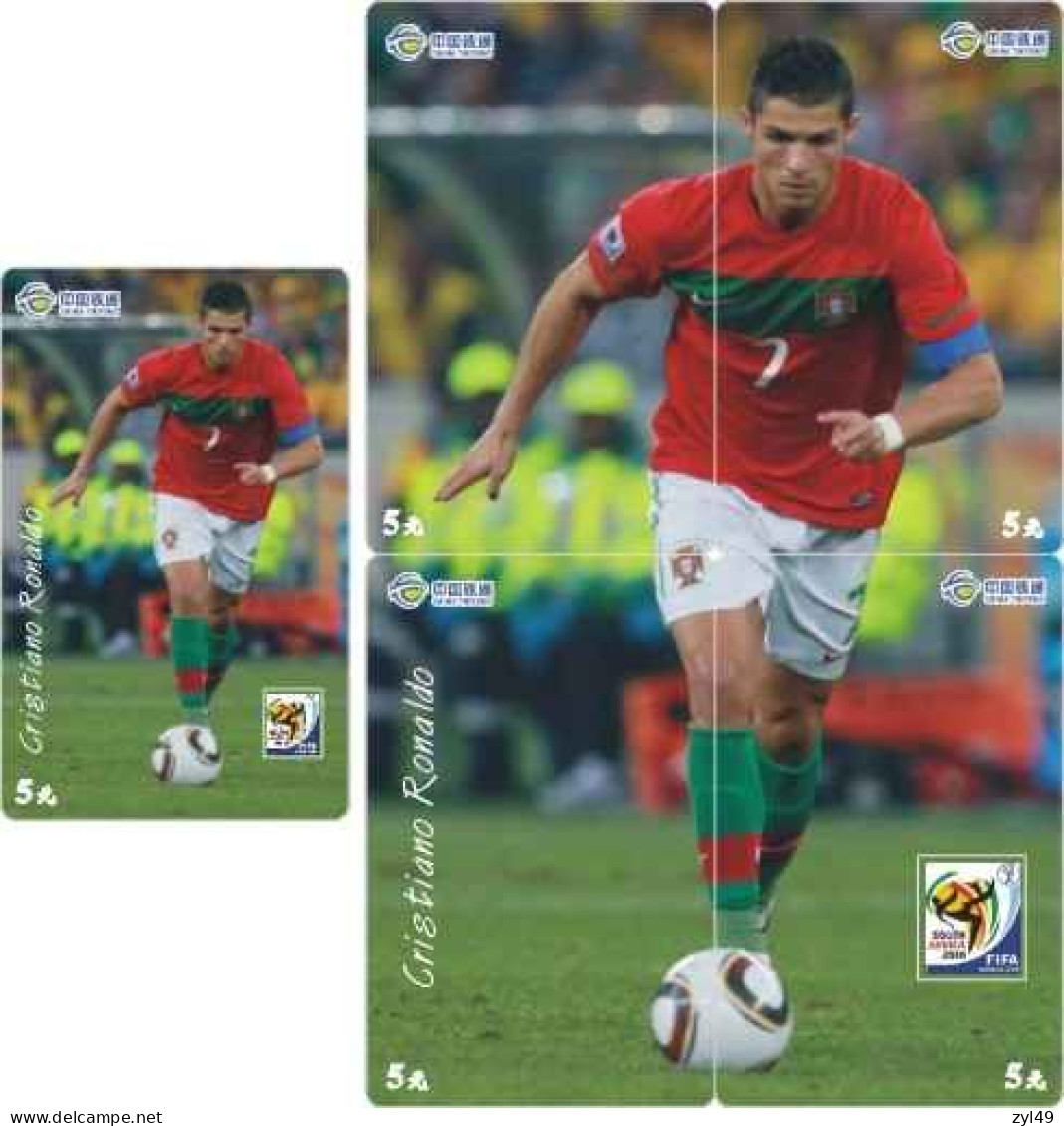 F13004 China Phone Cards Football FIFA World Cup 2010 Cristiano Ronaldo Puzzle 75pcs - Deportes