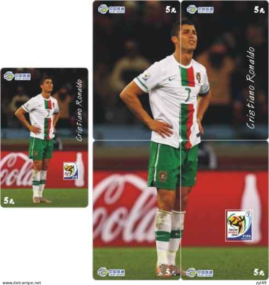 F13004 China phone cards football FIFA World Cup 2010 Cristiano Ronaldo puzzle 75pcs