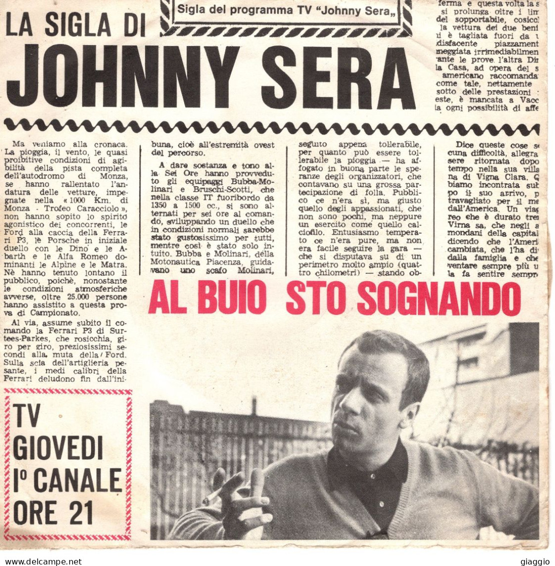 °°° 511) 45 GIRI - JOHNNY DORELLI - AL BUIO STO SOGNANDO / A FOGGY DAY °°° - Otros - Canción Italiana