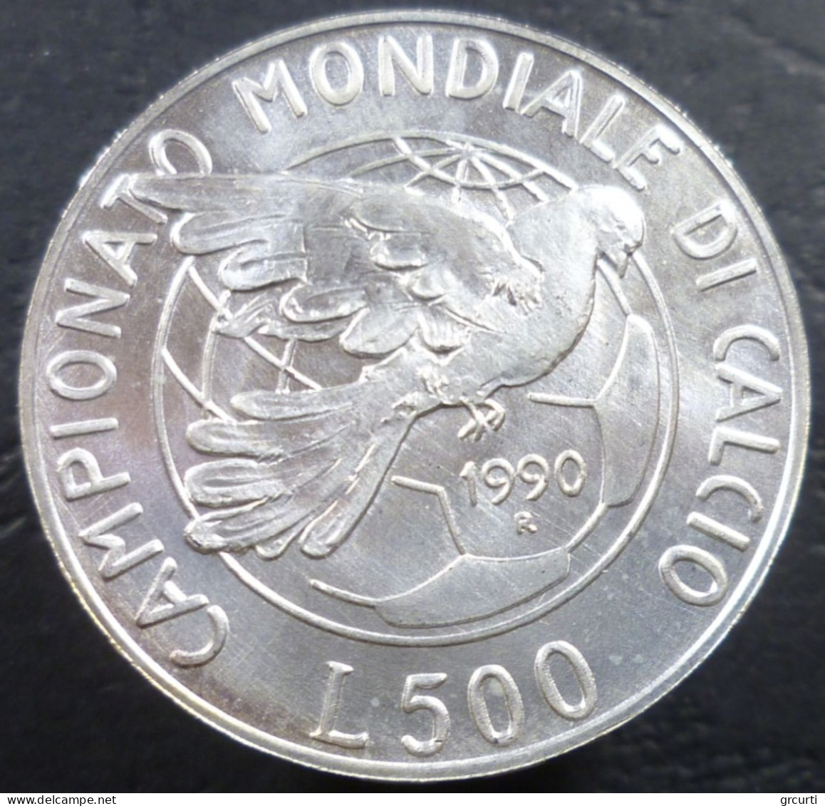 Italia - 500 Lire 1990 - XIV Coppa Del Mondo FIFA, "Italia '90" - II Emissione - Gig# 441 - KM# 136 - 500 Liras