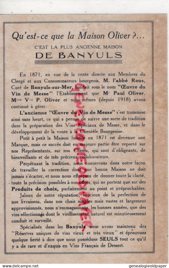 66- BANYULS SUR MER - VIERGE IMMACULEE INAUGUREE A L' EGLISE LE 22 FEVRIER 1887- ABBE ROUS CURE-VIN DE MESSE-PAUL OLIVER - Images Religieuses