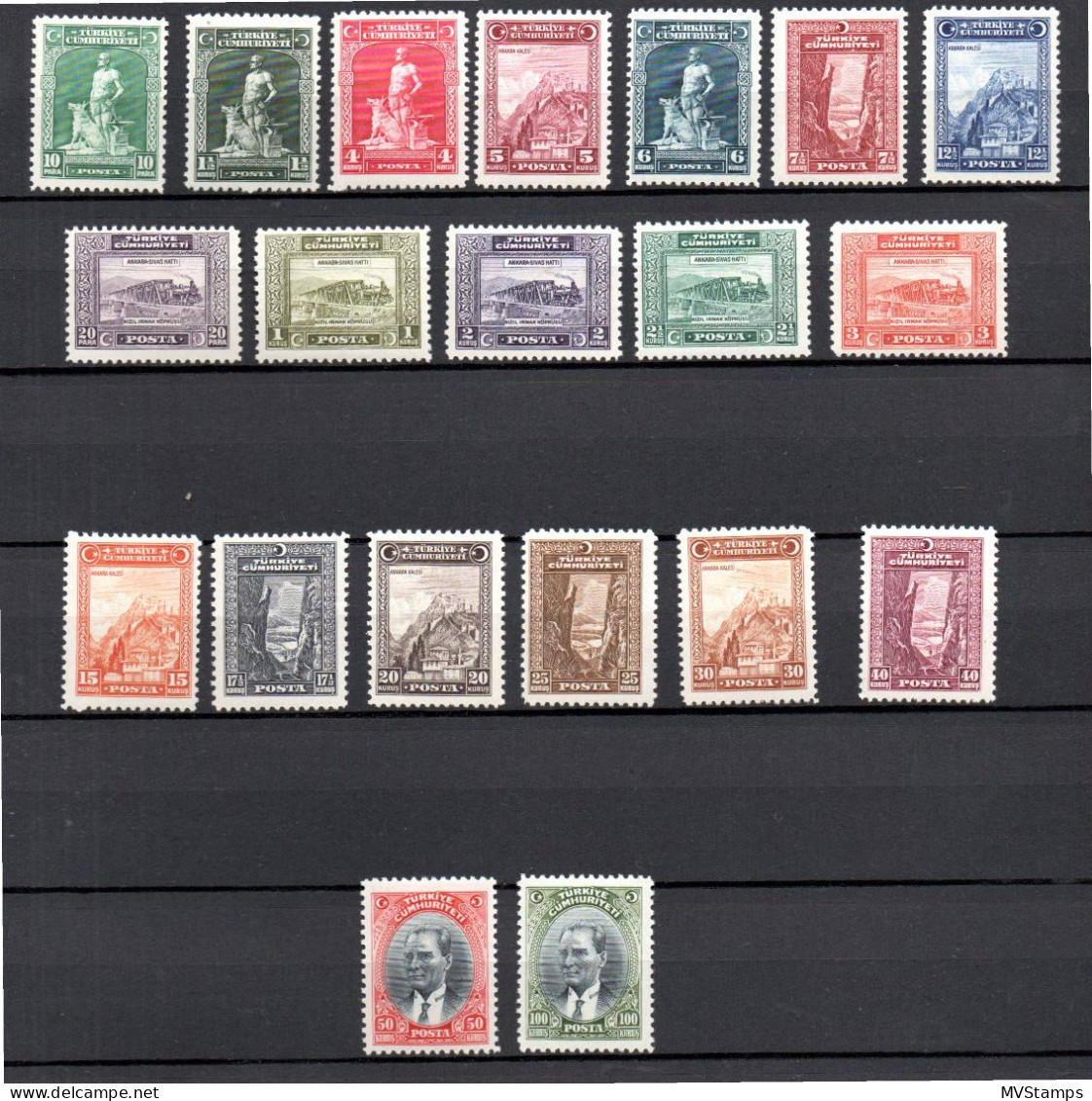 Turkey 1935 (incomplete) Set Kemal Stamps (Michel 891/910) MLH - Neufs