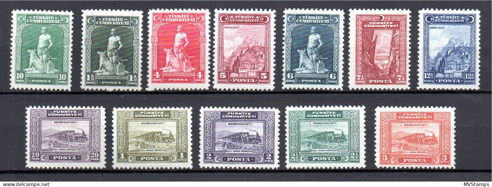 Turkey 1935 (incomplete) Set Kemal Stamps (Michel 891/910) MLH - Unused Stamps