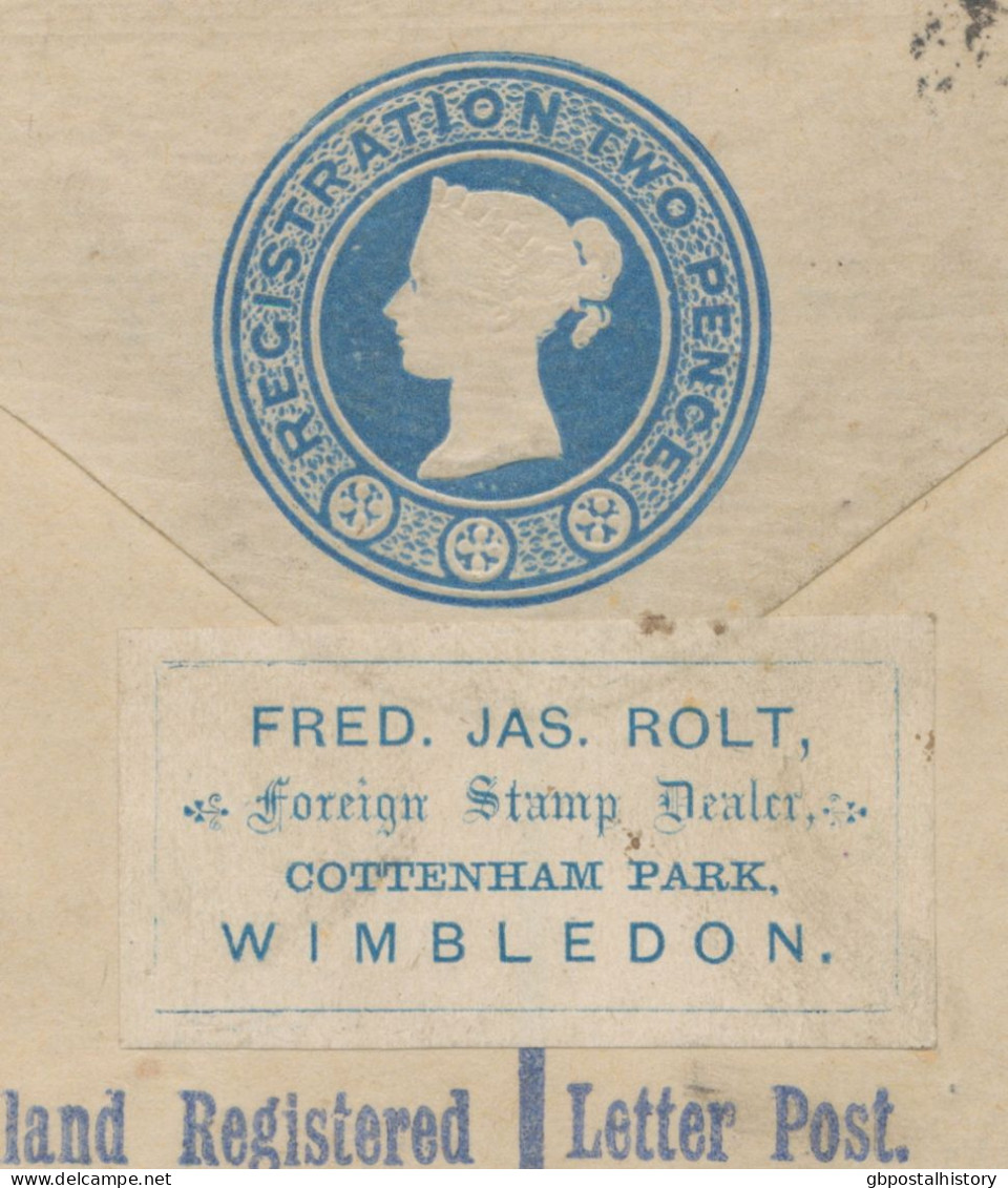 GB 1889 Superb QV 2d Postal Stationery Registered Env Uprated With Jubilee 2 1/2d (3, One Stamp Faults; Postage 9 1/2d = - Briefe U. Dokumente