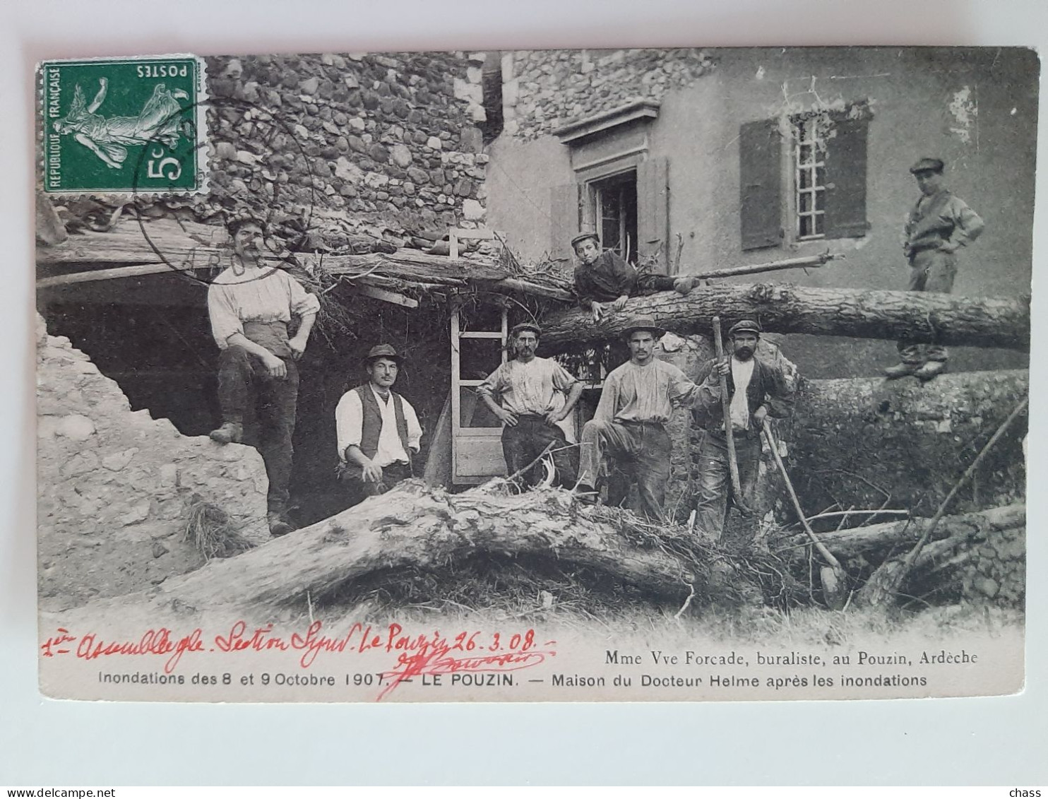 Cpa 07 Le Pouzin Inondations Des 8 Et 9 Octobre 1907 Maison Du Docteur Heime - Le Pouzin