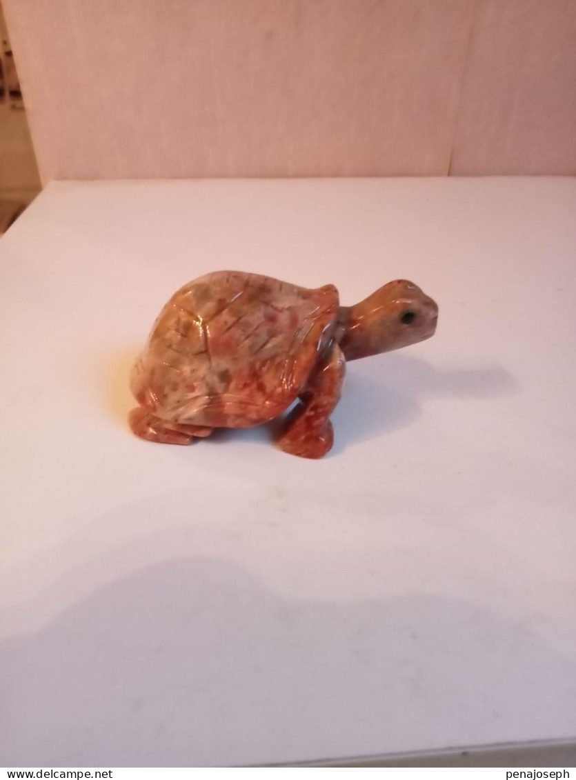 Statuette Tortue Ancienne En Onyx Longueur 9 Cm - Art Nouveau / Art Déco