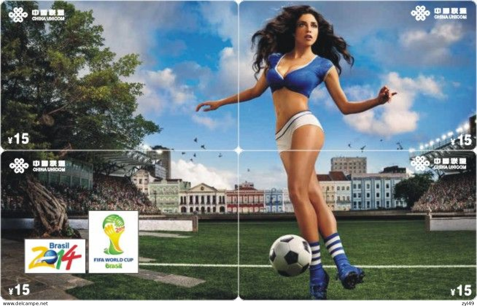 F13011 China phone cards football 2014 FIFA World Cup Brazil lady puzzle 48pcs