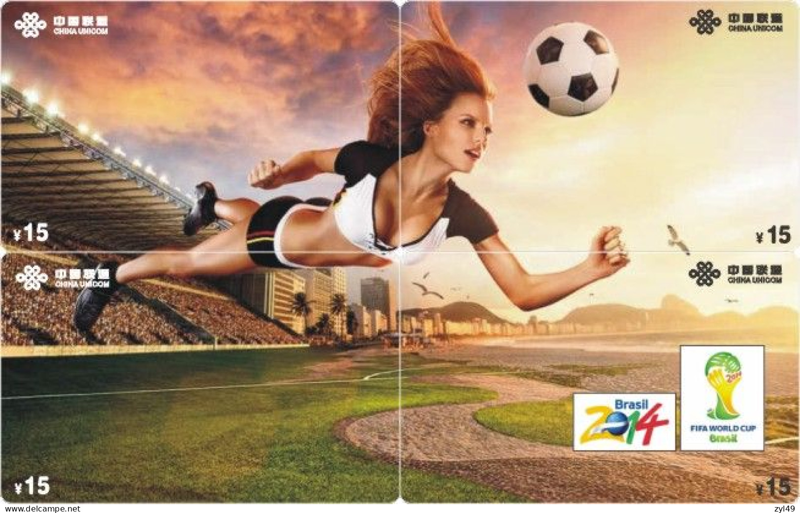 F13011 China phone cards football 2014 FIFA World Cup Brazil lady puzzle 48pcs