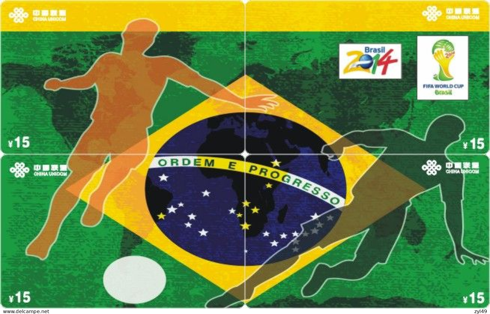 F13012 China phone cards football 2014 FIFA World Cup Brazil puzzle 70pcs