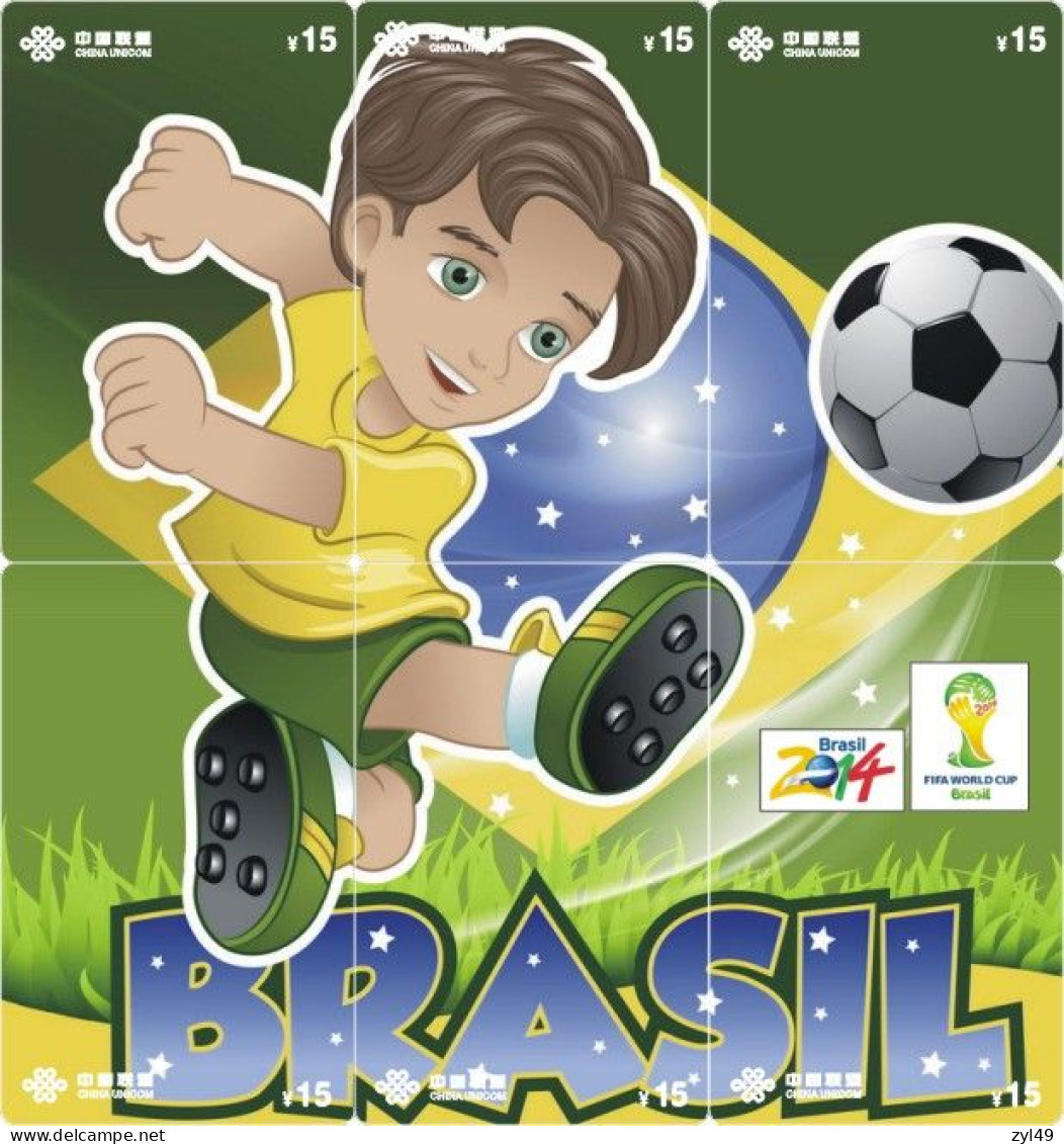F13012 China phone cards football 2014 FIFA World Cup Brazil puzzle 70pcs