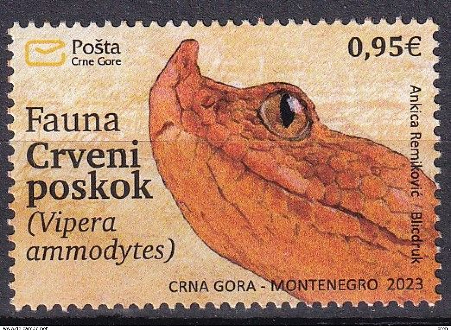 MONTENEGRO 2023,FAUNA,SNAKES,RED NOSE,HORNED VIPER,VIPER AMMODYTES,mnh - Serpenti