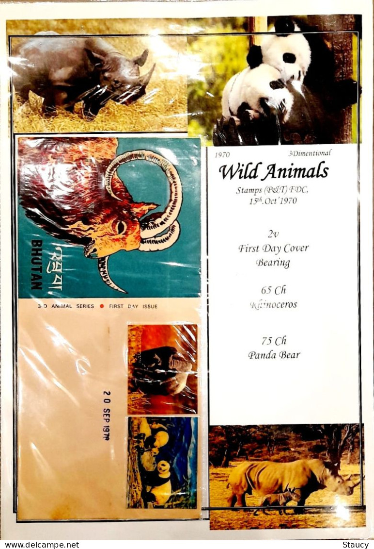 BHUTAN 1970 RARE COLLECTION of WILD ANIMALS 3d brochure + 13v SET + 6 off FDC's + 2 agency FDC + 2 regd POSTAL USED CVR