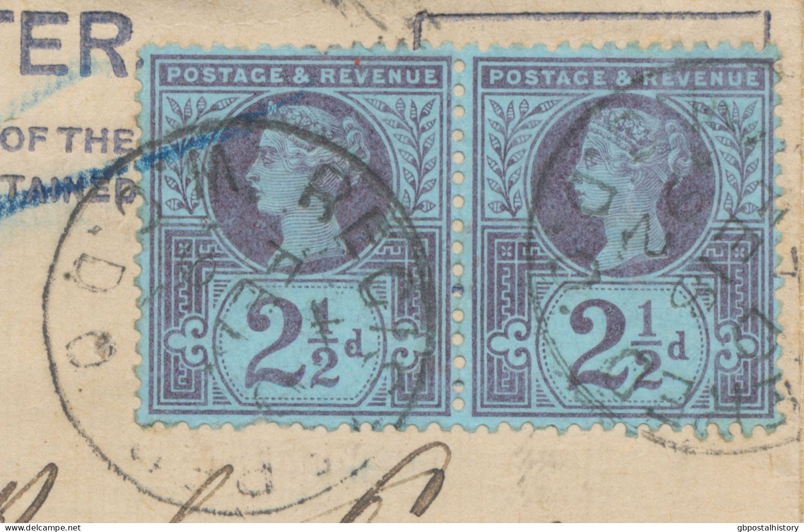 GB 1892 Very Fine QV 2d Postal Stationery Registered Env Uprated With Jubilee 2 1/2d (2, One Stamp Faults) CDS LONDON 25 - Lettres & Documents