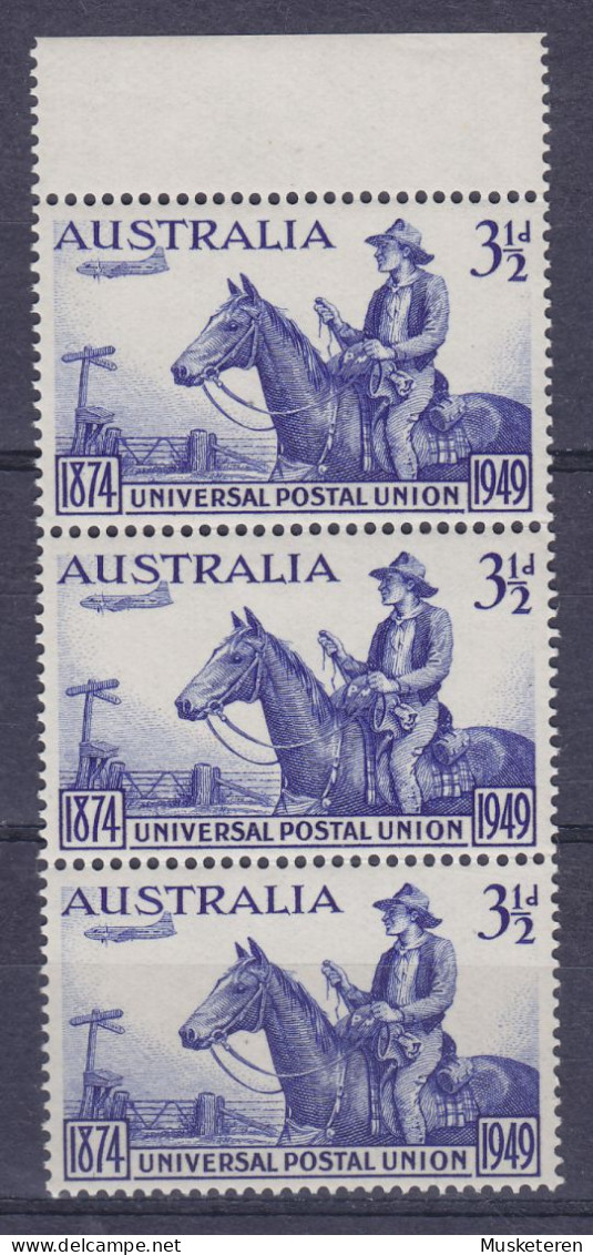 Australia 1949 Mi. 198, 3½p. UPU Weltpostverein Postreiter Postal Rider Vertical 3-Stripe W. Margin M. Rand, MNH** - Neufs