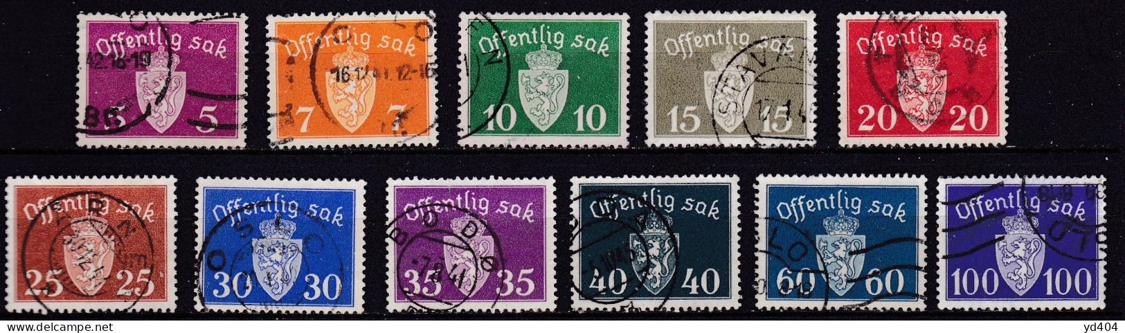 NO602 - NORWAY – 1937-38 – COAT OF ARMS / FULL SET – SC # O22/32 USED 16,50 € - Service