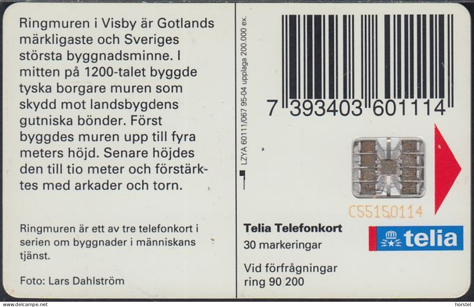 Schweden Chip 110 Visby City Walls  (60111/067) Red BN C55150114 - Suecia