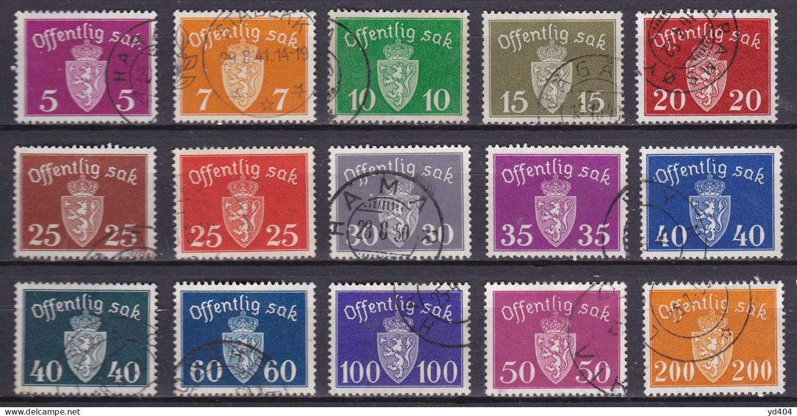 NO603 – NORVEGE - NORWAY – 1939-47 – COAT OF ARMS – SC # O33O56 USED 24,50 € - Service
