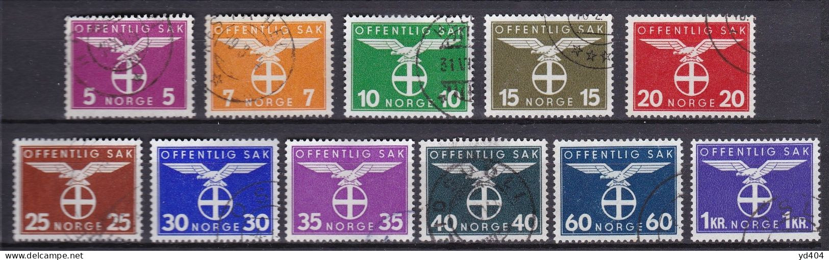 NO604– NORVEGE - NORWAY – 1942-44 – NATIONAL PARTY EMBLEM – SG # O336/46 USED 180 € - Officials