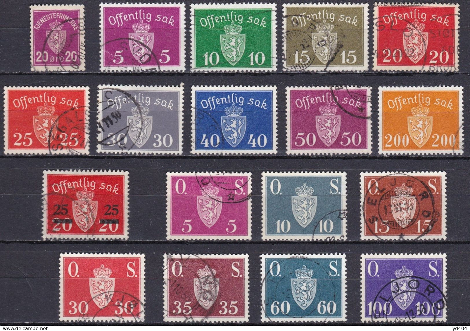 NO605 – NORVEGE - NORWAY – 1926-52 – OFFICIAL LOT – MI # 4-67 USED 6,80 € - Officials