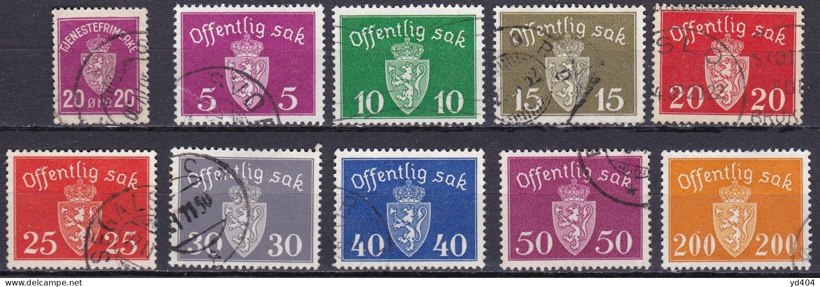 NO605 – NORVEGE - NORWAY – 1926-52 – OFFICIAL LOT – MI # 4-67 USED 6,80 € - Officials