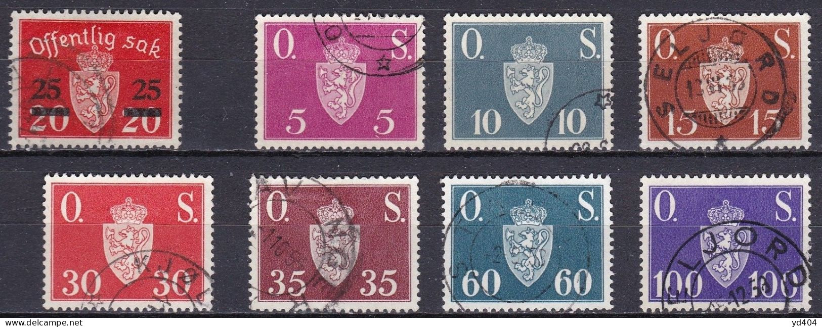 NO605 – NORVEGE - NORWAY – 1926-52 – OFFICIAL LOT – MI # 4-67 USED 6,80 € - Servizio