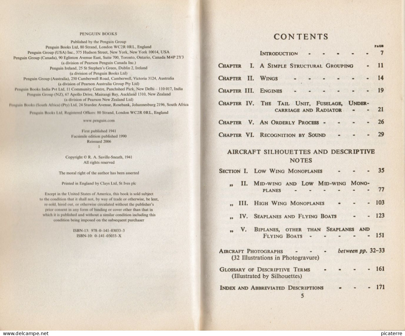 POST FREE UK- Aircraft Recognition- R.A.Saville-Sneath- Penguin P'back 2006, 176pages, Illus, AS NEW Condition-5 Scans - Andere & Zonder Classificatie