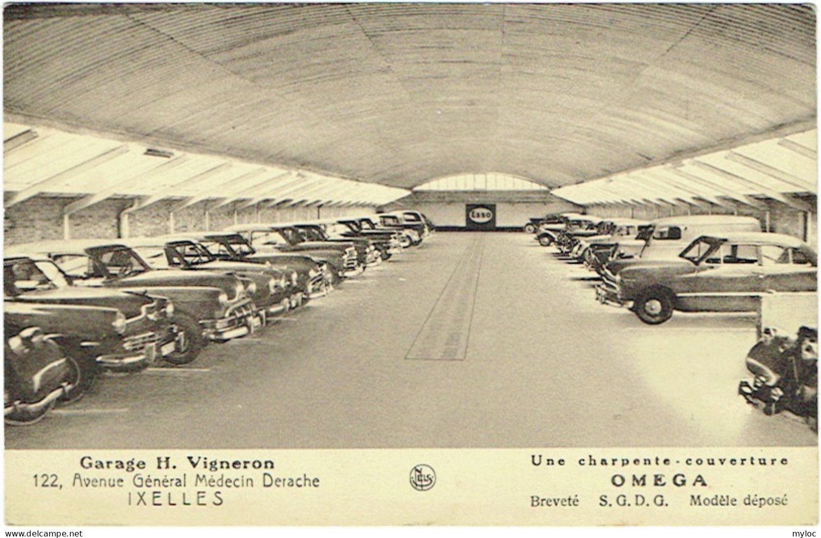 Bruxelles/Ixelles. Garage H.Vigneron, Avenue Médecin Derache. Voitures Américaines. Charpente OMEGA - Elsene - Ixelles