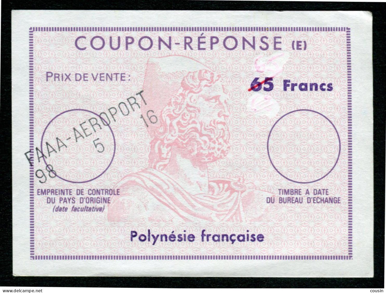 POLYNÉSIE FRANÇAISE  French Reply Coupon / Coupon Réponse Régime Français - Autres & Non Classés