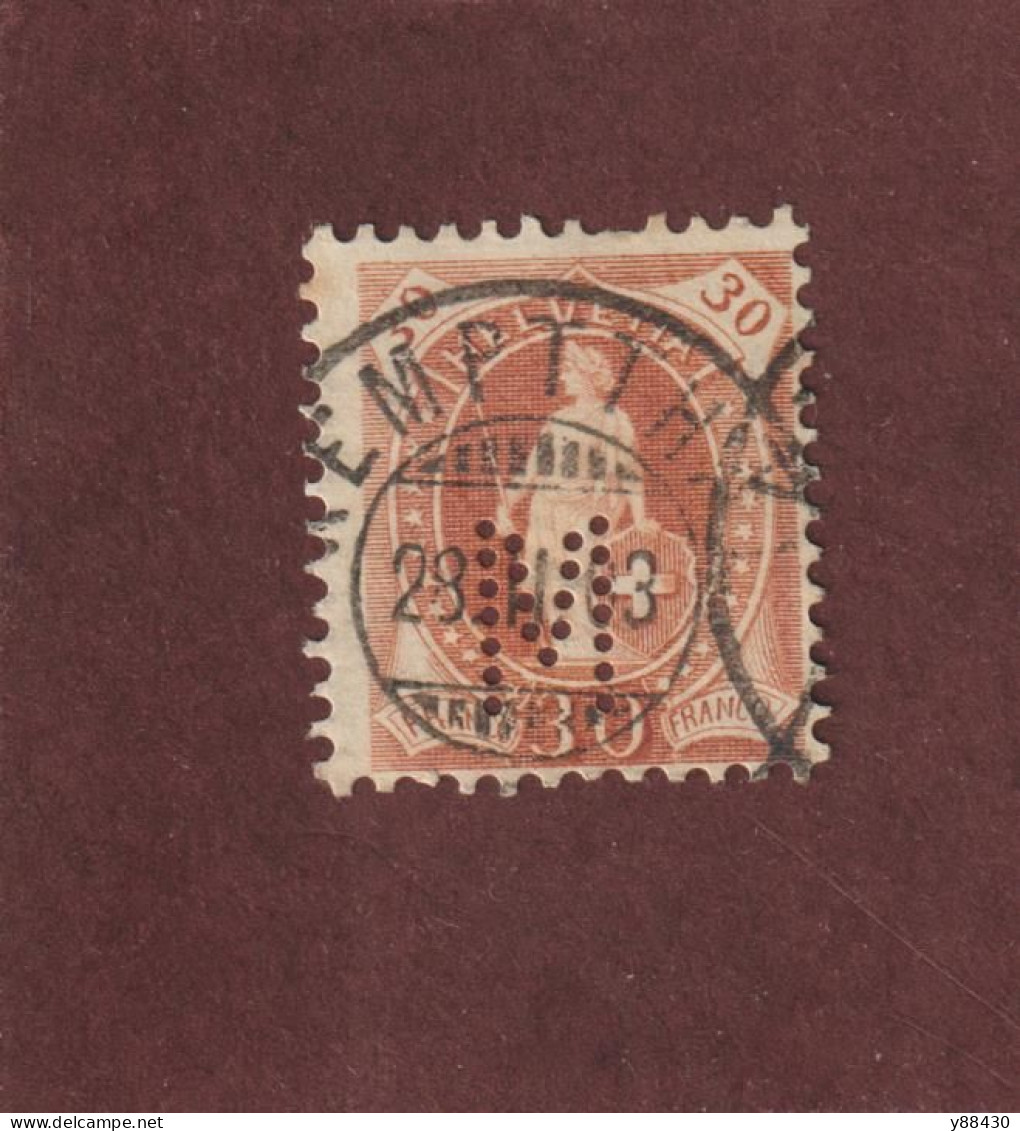 SUISSE - PERFORÉ . M Ou W. - N° 74 De 1882 / 1904 - Helvetia Debout . 30c. Brun-jaune - 4 Scan - Perfin
