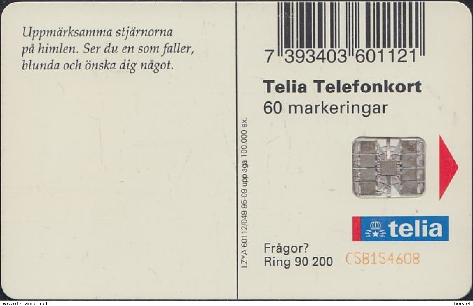 Schweden Chip 124 Weihnachten - Stars - Christmas Card (60112/049) - Red BN C5B154608 - Suède