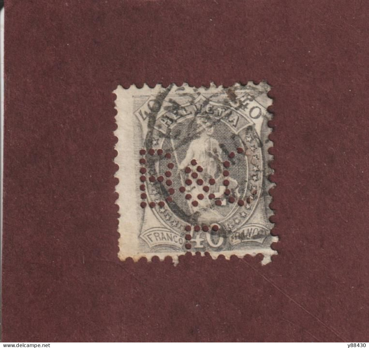 SUISSE - PERFORÉ . L . B . C . - N° 75 De 1882 / 1904 - Helvetia Debout . 40c. Gris - 4 Scan - Perfin