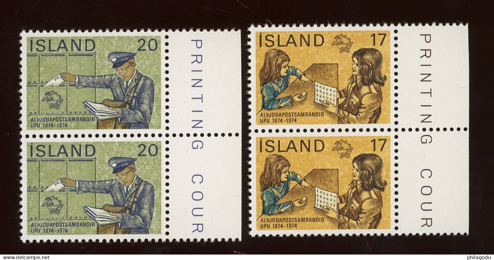 1974.  Yv.  451/452 ** X 2 Ex.   UPU. Postman. Children Enfants - Unused Stamps