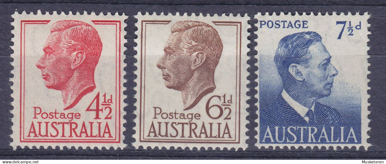 Australia 1951/52 Mi. 216-17, 219, George VI., MH*/MNH** - Ungebraucht