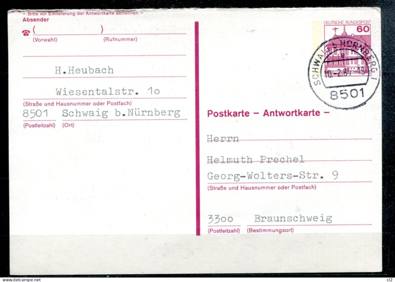 ALLEMAGNE - Ganzsache (Entier Postal) Michel P 137B (Schwaig B. Nornberg Nach Braunschweig) - Postcards - Used