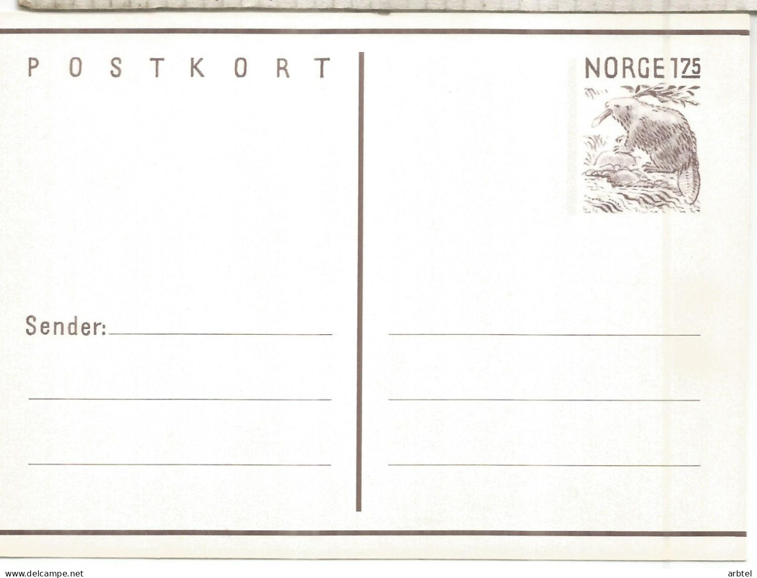 NORUEGA NORWAY ENTERO POSTAL FAUNA CASTOR - Nager