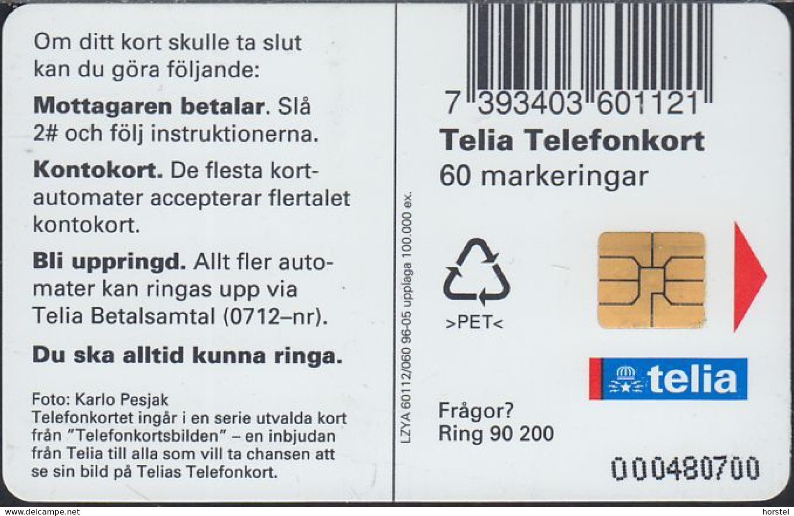 Schweden Chip 151 Lake - See (60112/060) - 000480700 - Suède