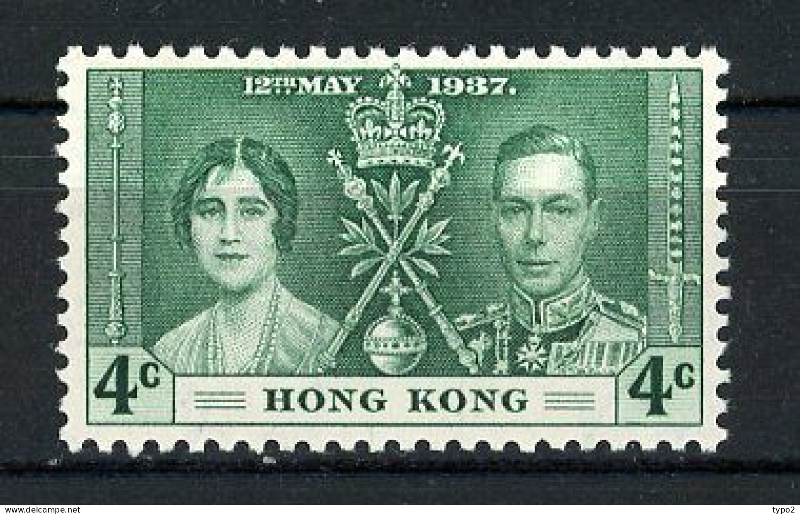 H-K  Yv. N° 137 SG N°137  *  4c Vert Couronnement George VI Cote 4 Euro BE  2 Scans - Unused Stamps