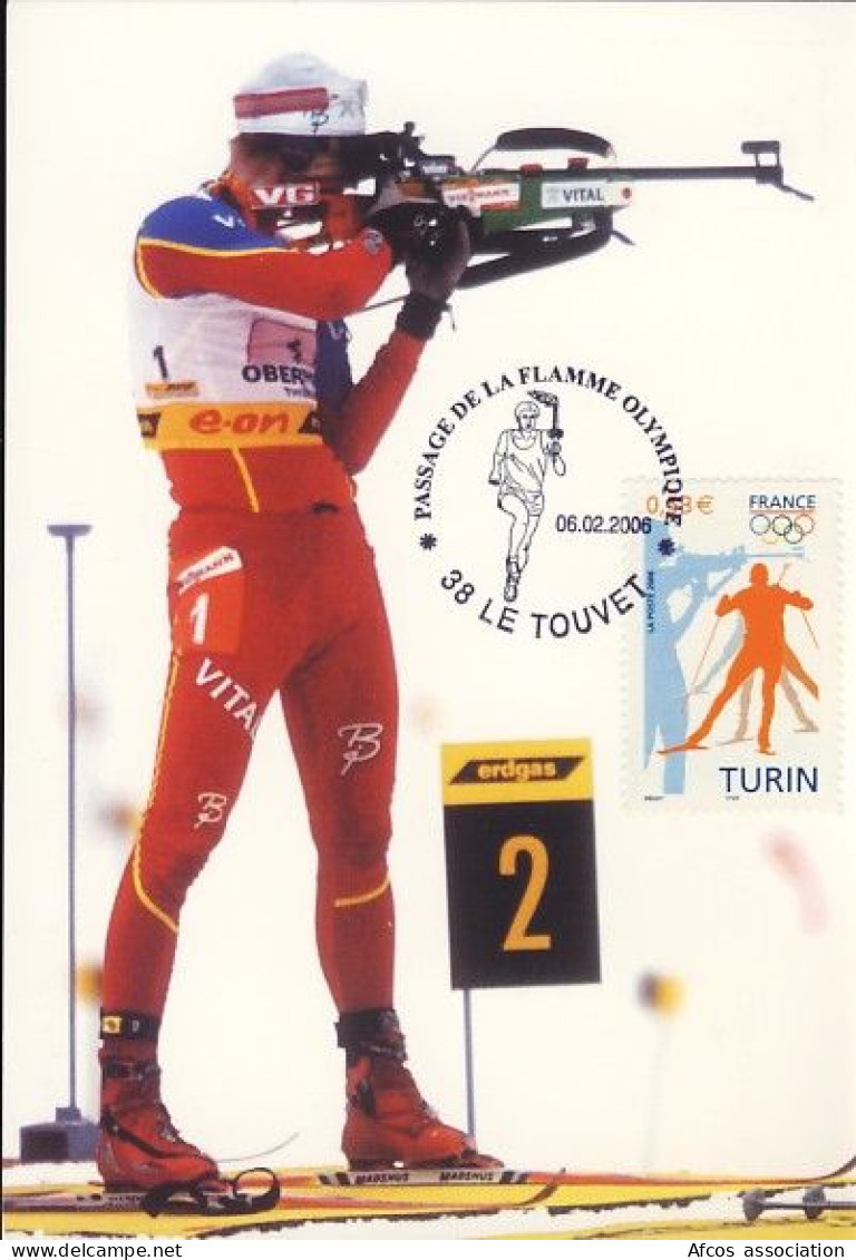 2006 Jeux Olympiques Turin Passage De La Flamme Olympique 06/02/2006 5 Villes 5 Cartes Postales Biathlon - Invierno 2006: Turín