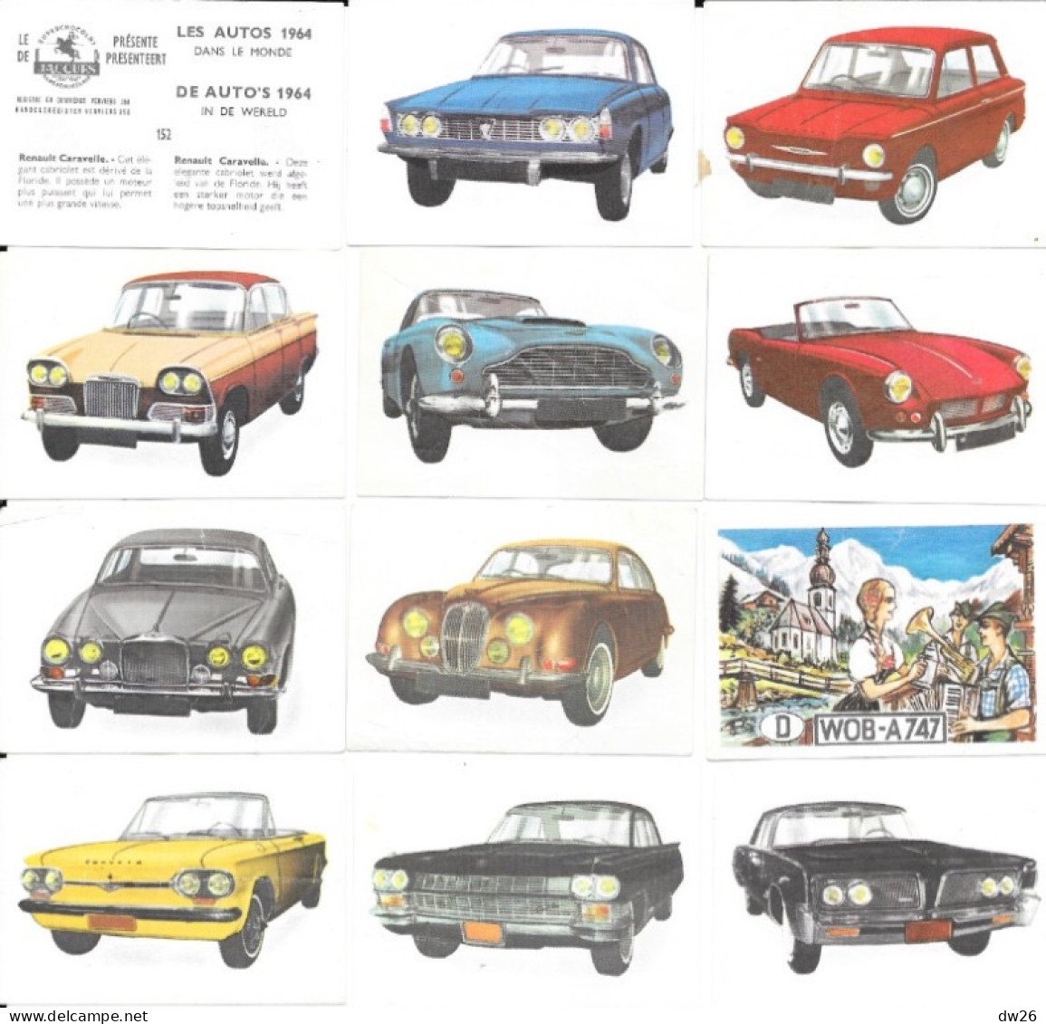 Chromo Super Chocolat Jacques, Série Les Autos Dans Le Monde 1964 - Lot De 35 étiquettes - Jacques