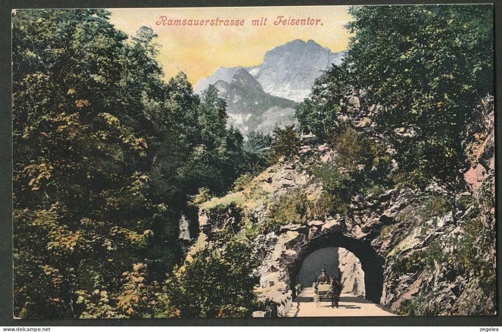 Ramsau 1909 - Ramsauerstrasse Mit Feisentor - Mit Pferdekutschen Nachder Hintersee.  - Ramsau Am Dachstein