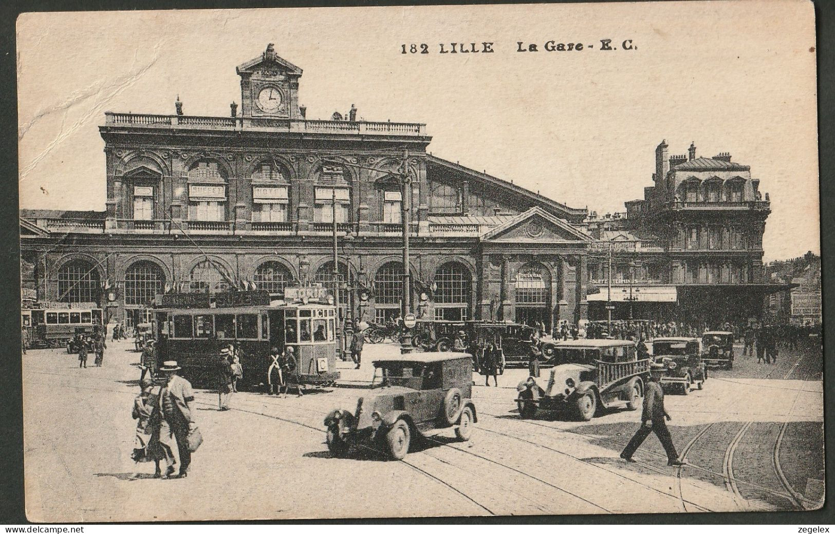 Lille - La Gare 1927, Old-timers - See Car With Ladder, Trams,  - Lille
